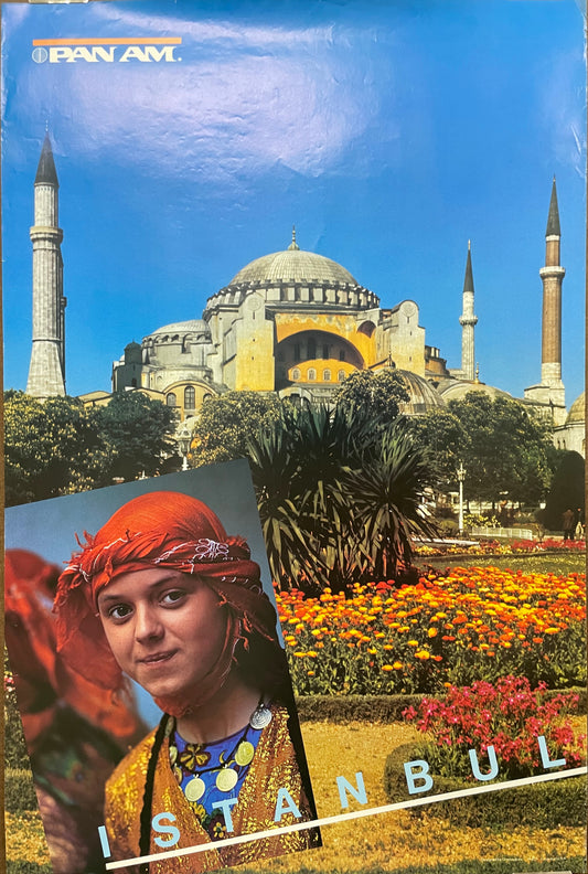 (P-417) Istanbul, vintage Pan Am airline travel poster, 1983 at Happiest Kid Finds