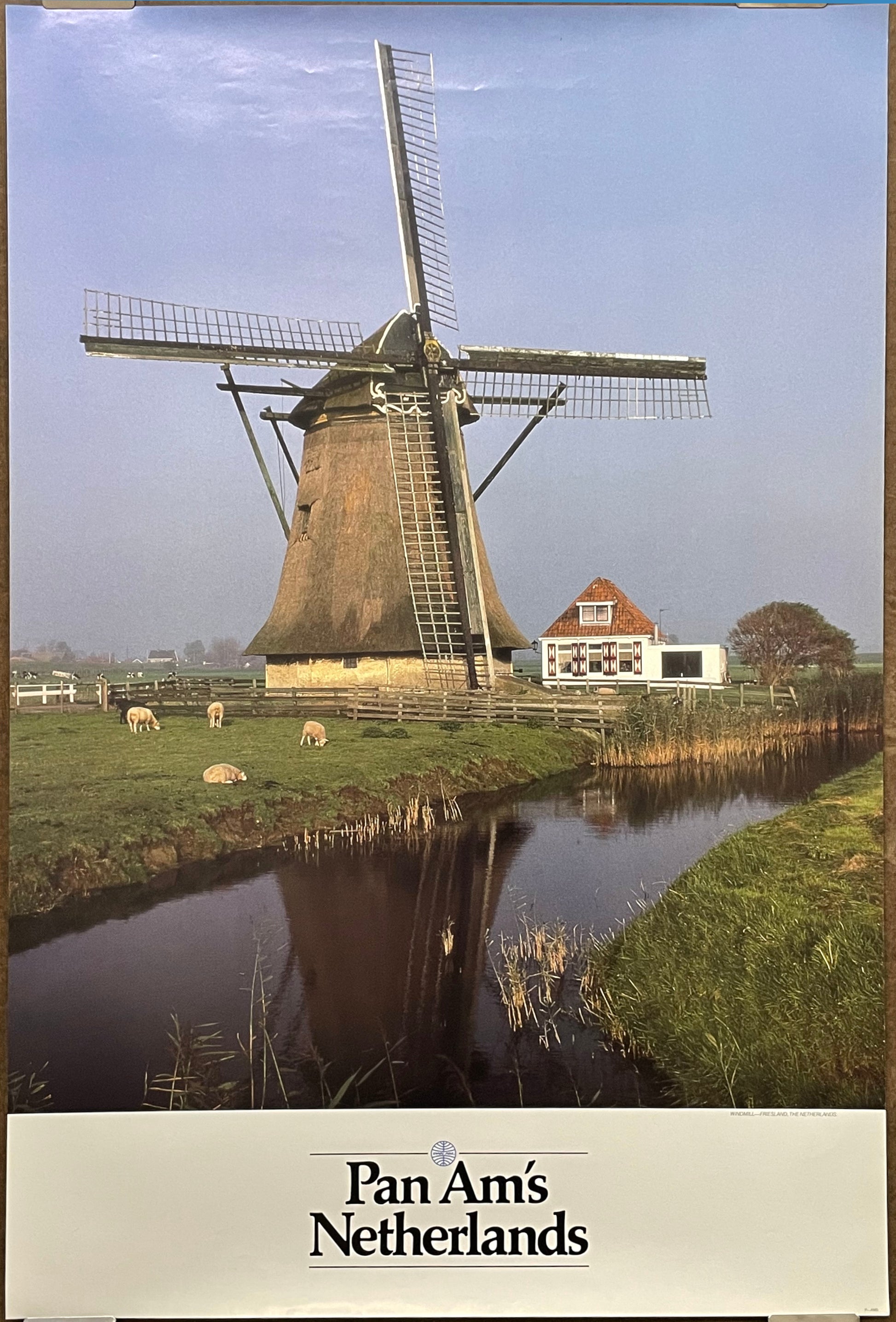 (P-AMS) Netherlands, vintage Pan Am airline travel poster, 1987 at Happiest Kid Finds