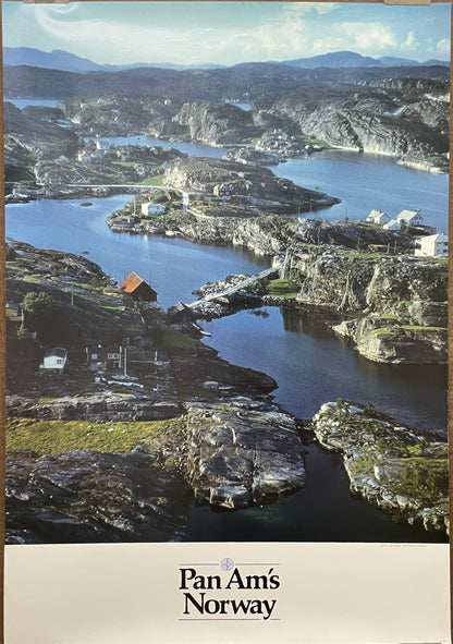 (P-OSL) Norway, vintage Pan Am airline travel poster, 1987 at Happiest Kid Finds