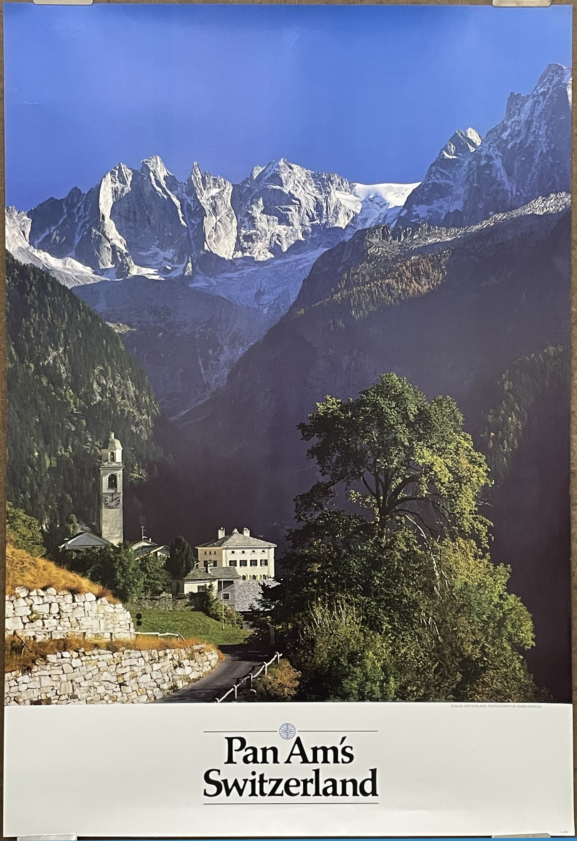 (P-ZRH) Switzerland, vintage Pan Am airline travel poster, 1987 at Happiest Kid Finds