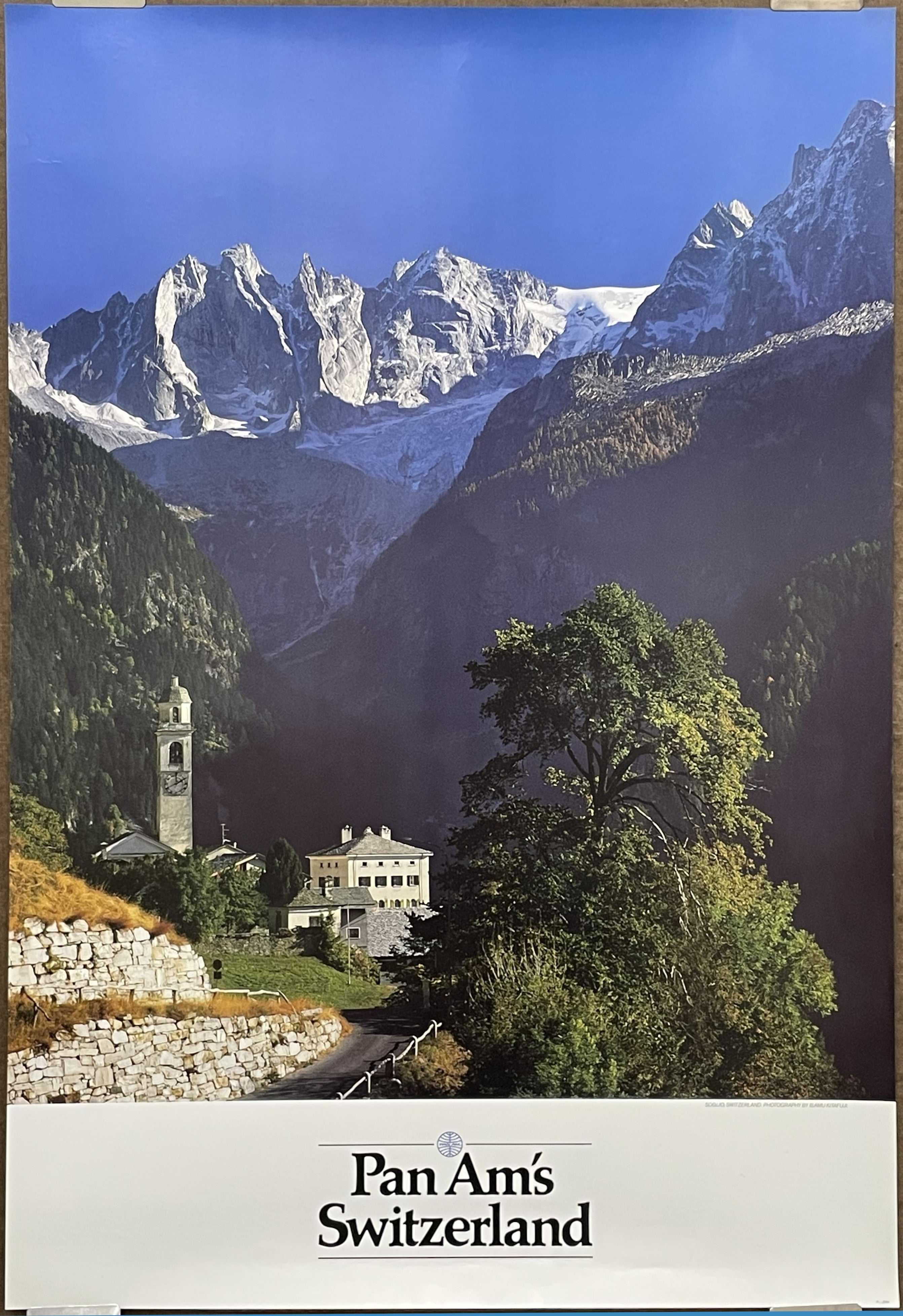 (P-ZRH) Switzerland, vintage Pan Am airline travel poster, 1987 at Happiest Kid Finds