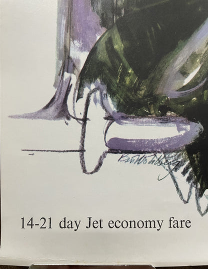 Catch a Few Off-Broadway Shows. Fly to London. $335 round trip. vintage Pan Am airline travel poster, c.1960