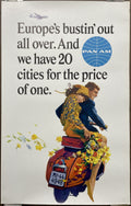 Europe's Bustin' Out All Over. And We Have 20 Cities for the Price of One. vintage Pan Am airline travel poster, c.1960 at Happiest Kid Finds
