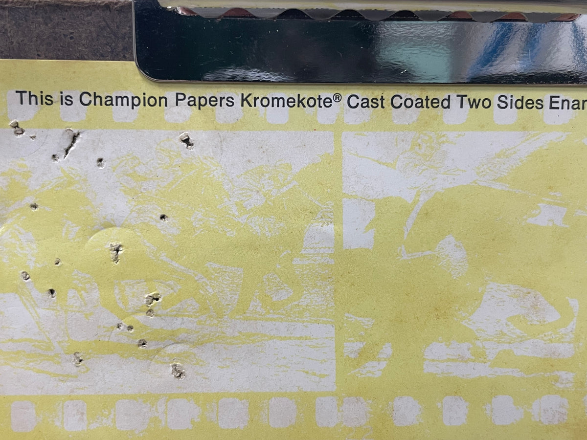 Imagination Xlll Is In the Homestretch, Champion Papers Kromekote, vintage lithographic advertising poster, c.1980s - HAPPIEST KID FINDS - Museum-quality antique and vintage posters, original art, preservation and restoration