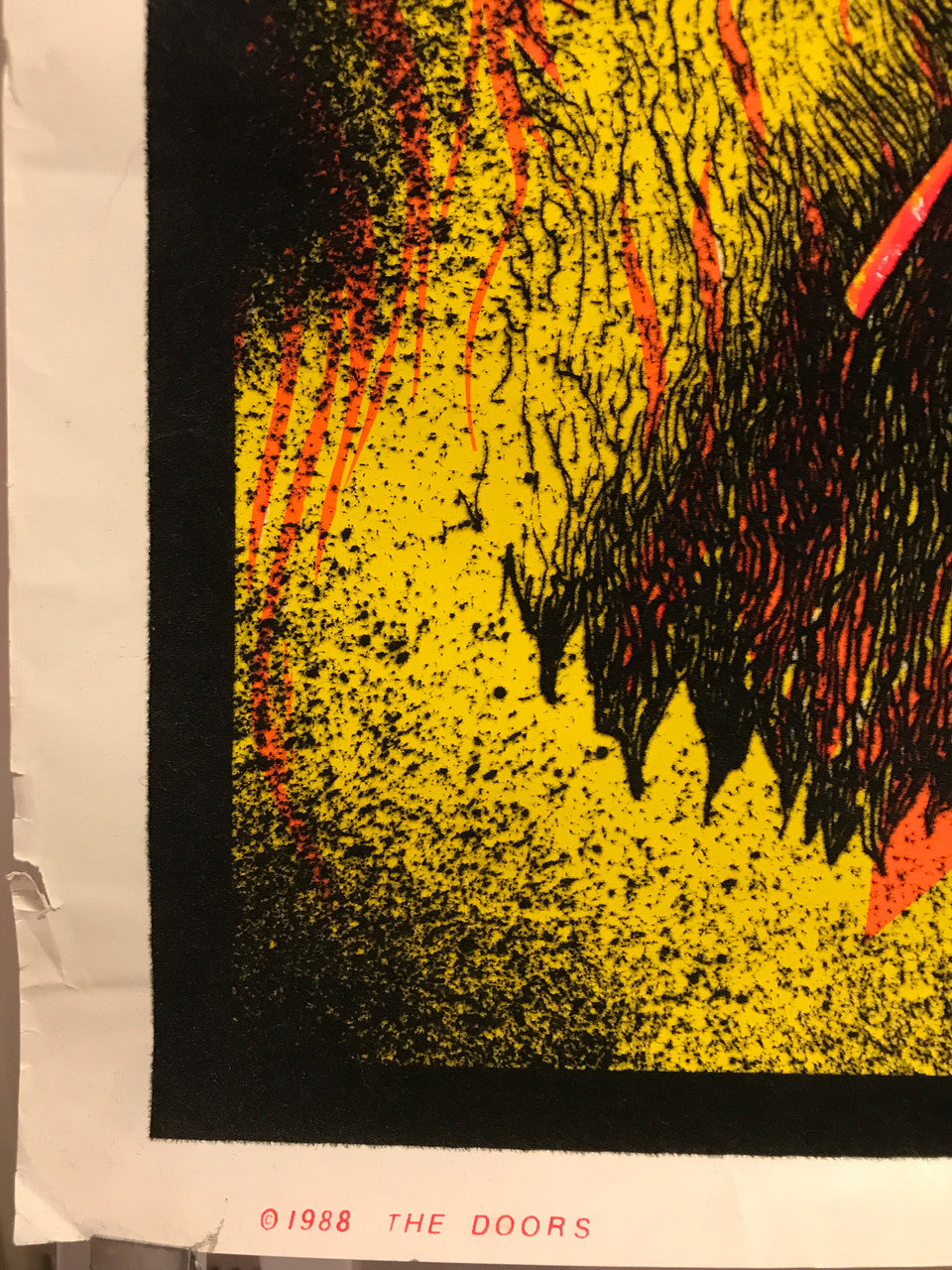 The Doors (portrait of Jim Morrison), vintage black light poster by Bob Dara, 1988 (flocked)