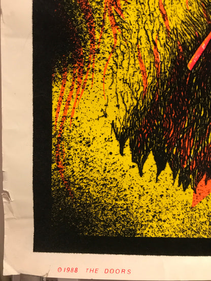 The Doors (portrait of Jim Morrison), vintage black light poster by Bob Dara, 1988 (flocked)