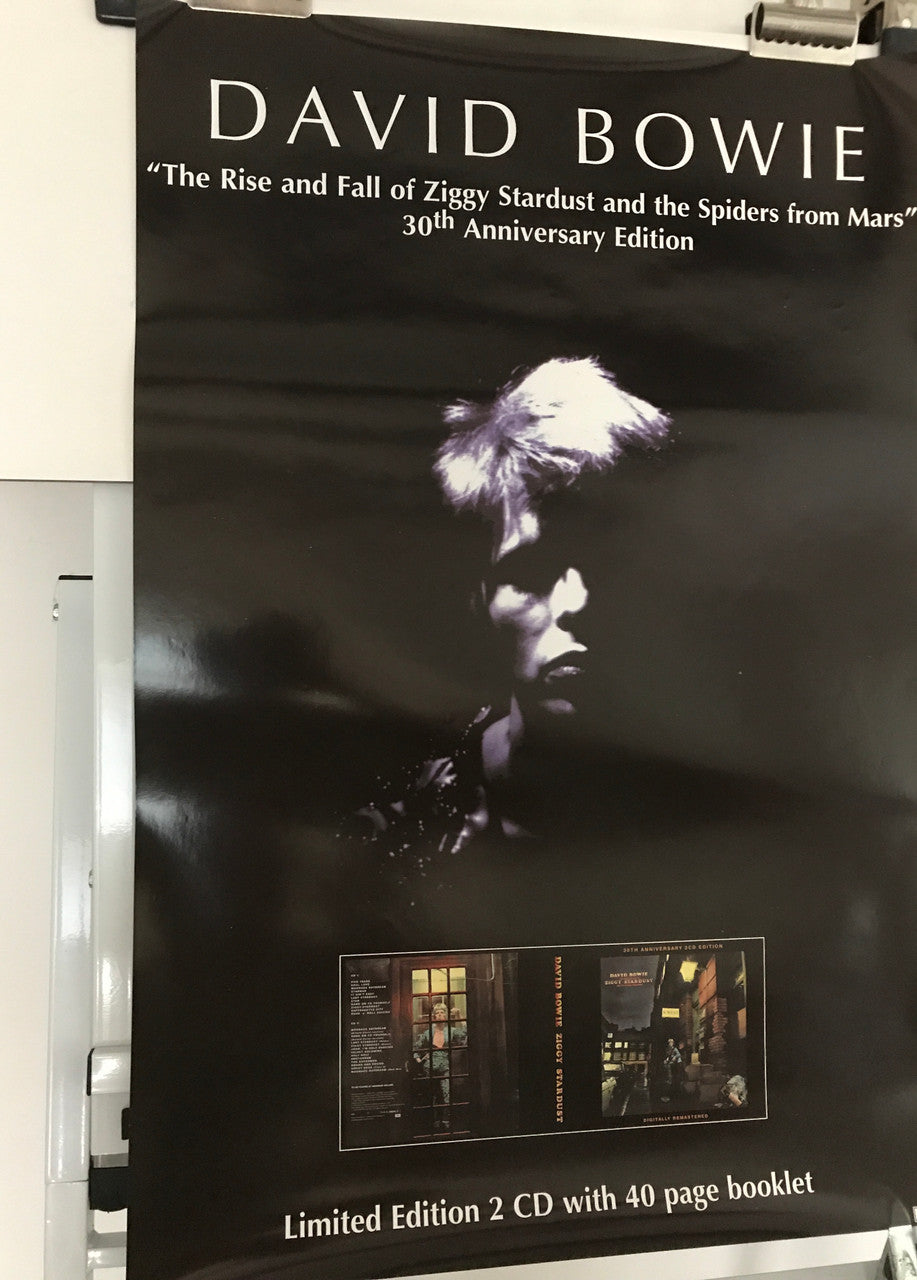 David Bowie, The Rise and Fall of Ziggy Stardust and the Spiders from Mars (30th Anniversary Edition), promotional music poster published by EMI Records, 2002 - HAPPIEST KID FINDS - Museum-quality antique and vintage posters, original art, preservation and restoration