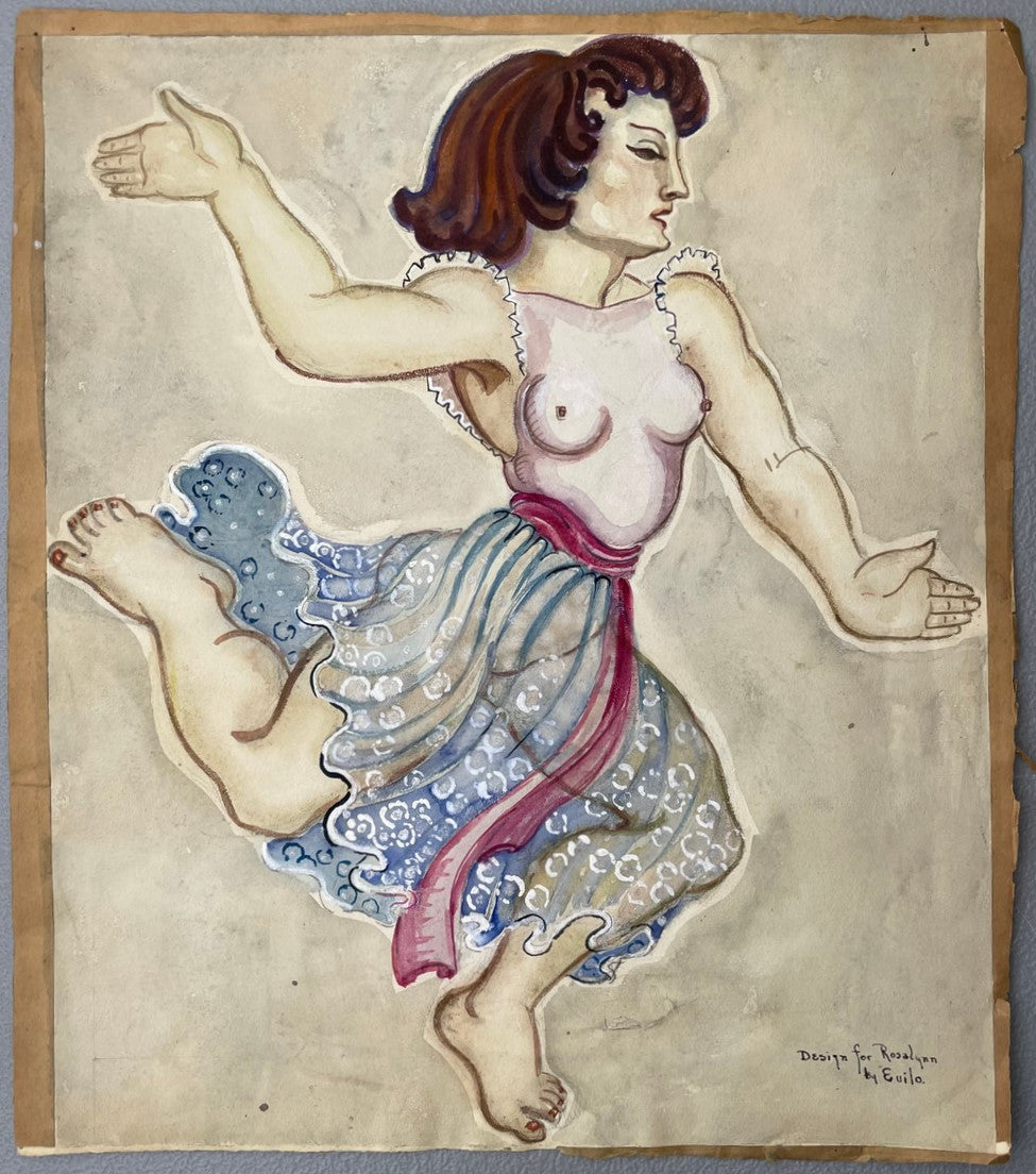 Design for Rosalynn by Evila, original and vintage drawing, c.1940 - HAPPIEST KID FINDS - Museum-quality antique and vintage posters, original art, preservation and restoration