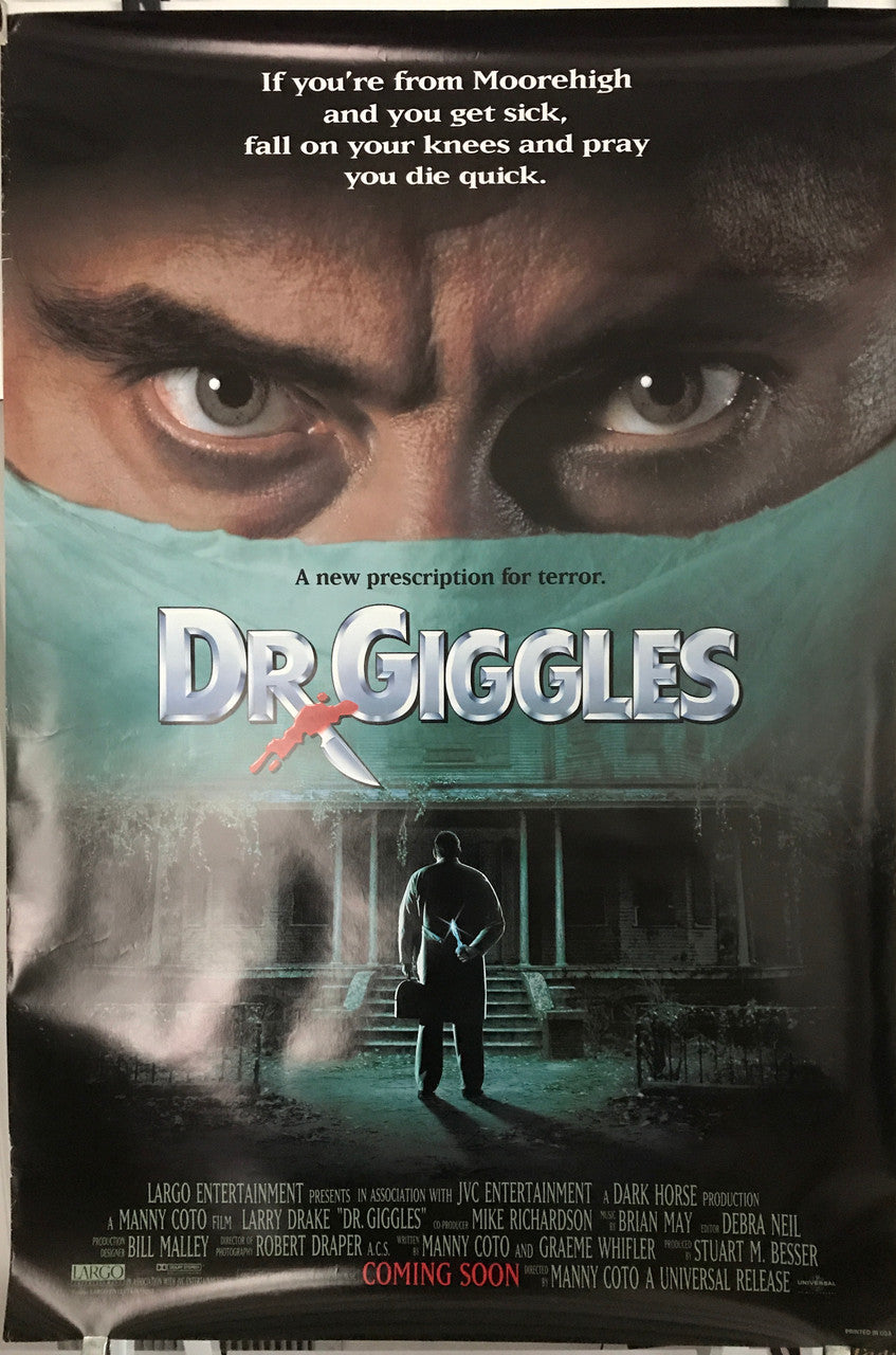 Dr. Giggles, original and vintage horror film poster (teaser) US 1-sheet, d.1992 - HAPPIEST KID FINDS - Museum-quality antique and vintage posters, original art, preservation and restoration