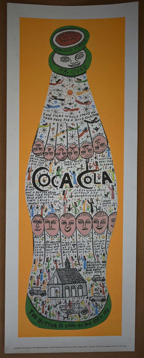 Coca Cola, The Bottom is Low As You Can Go, by Rev. Howard Finster, 1989 - HAPPIEST KID FINDS - Museum-quality antique and vintage posters, original art, preservation and restoration