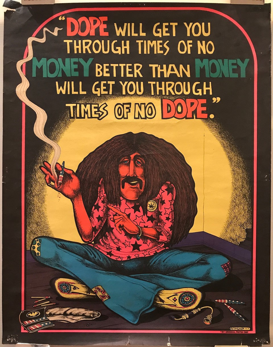 Dope Will Get You Through Times of No Money, vintage poster illustration by Joe Petagno, 1971 - HAPPIEST KID FINDS - Museum-quality antique and vintage posters, original art, preservation and restoration