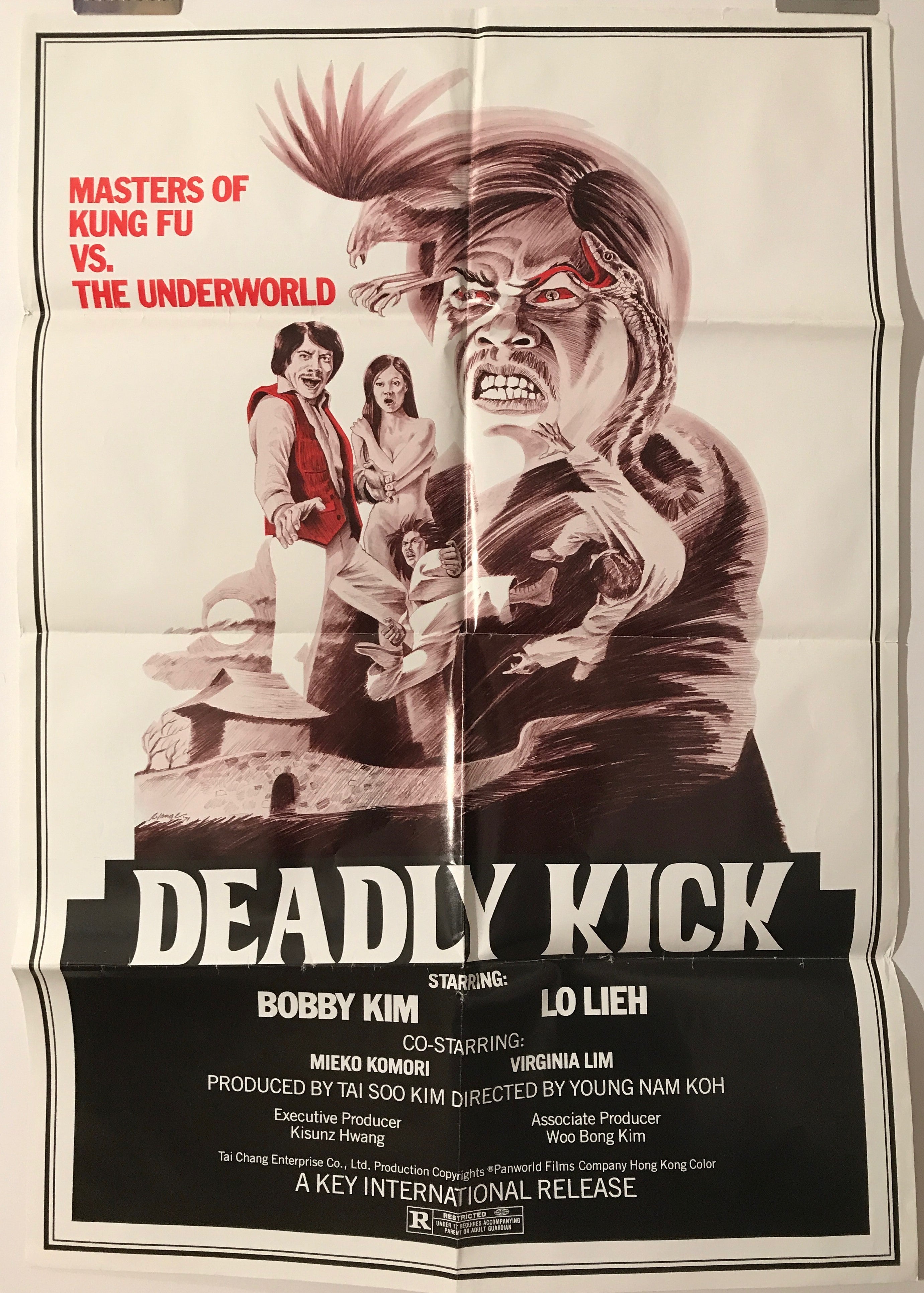Deadly Kick, vintage martial arts film poster, 1986 - HAPPIEST KID FINDS - Museum-quality antique and vintage posters, original art, preservation and restoration