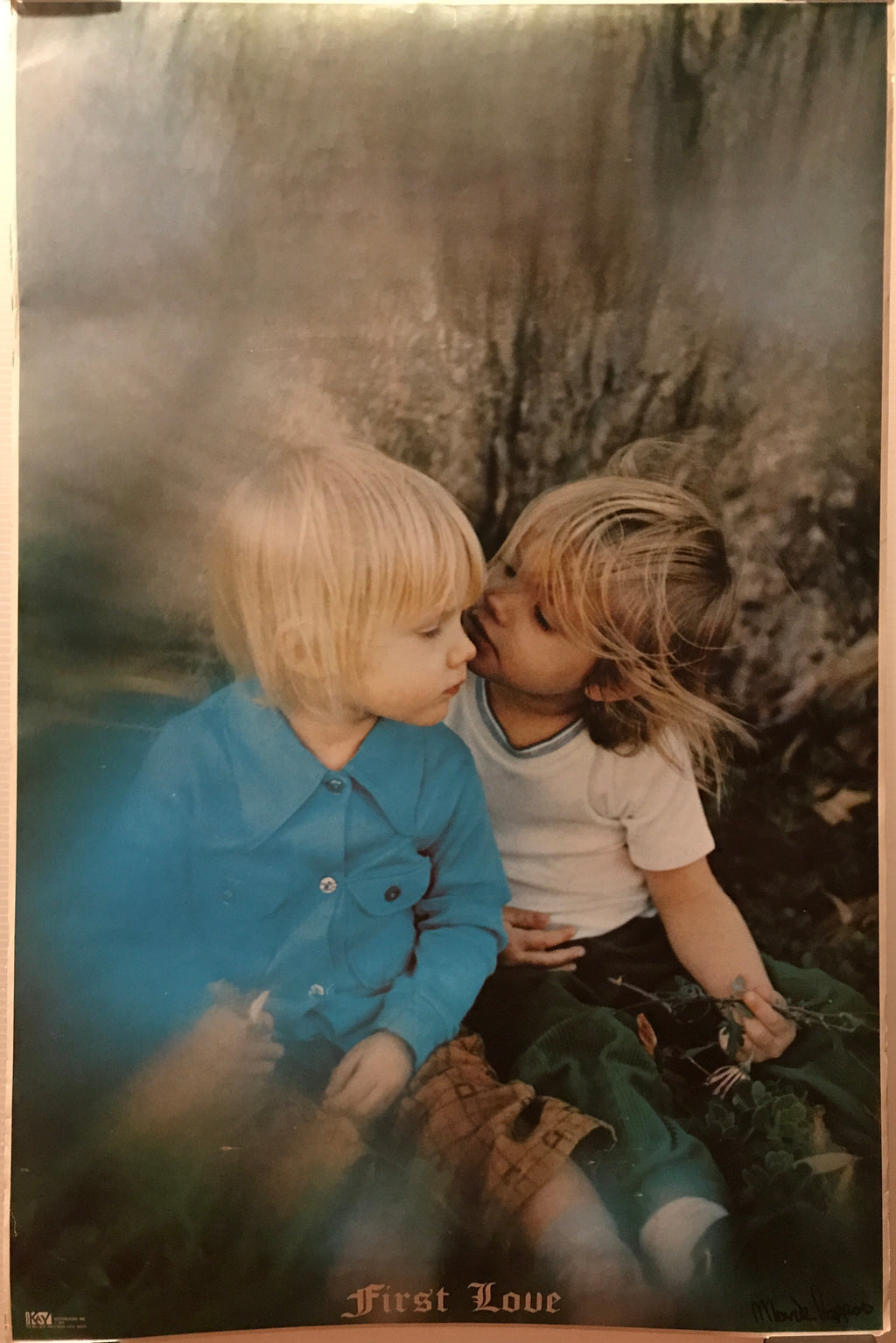 First Love, vintage inspirational poster, photo by Mark Boppos, 1971 - HAPPIEST KID FINDS - Museum-quality antique and vintage posters, original art, preservation and restoration