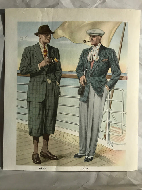 AMERICAN GENTLEMAN FASHIONS, Fall and Winter 1937-1938 (5 prints) - HAPPIEST KID FINDS - Museum-quality antique and vintage posters, original art, preservation and restoration