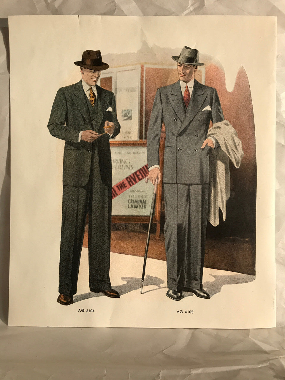AMERICAN GENTLEMAN FASHIONS, Fall and Winter 1939-1940 (6 prints) - HAPPIEST KID FINDS - Museum-quality antique and vintage posters, original art, preservation and restoration