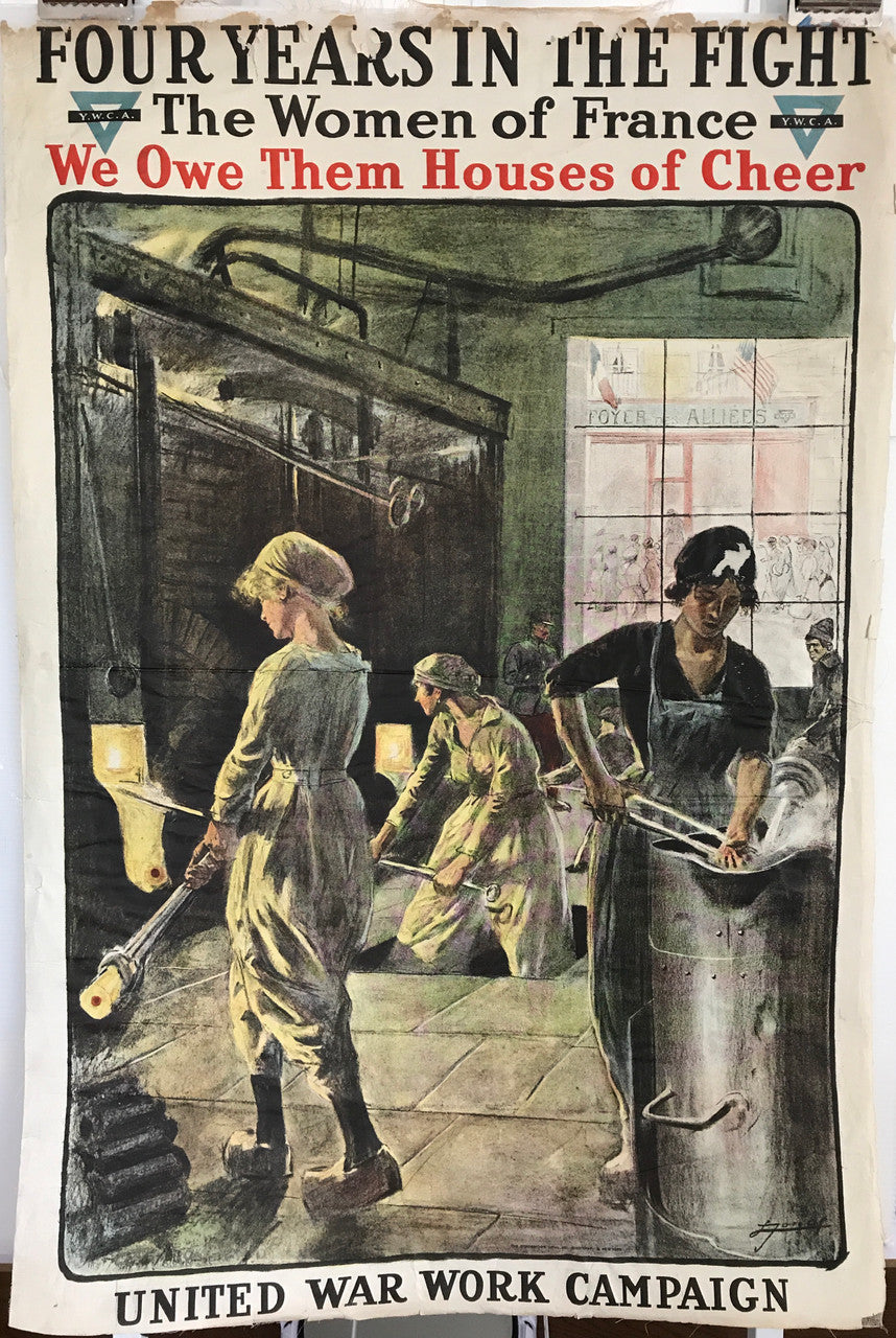 Four Years in the Fight - The Women of France, antique WW1 poster, 1918 - HAPPIEST KID FINDS - Museum-quality antique and vintage posters, original art, preservation and restoration