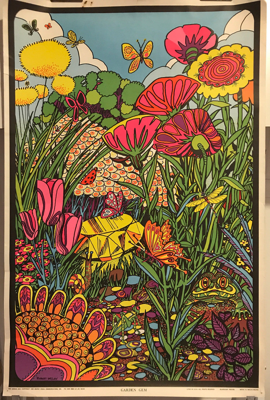 Garden Gem, vintage blacklight poster, 1969 - HAPPIEST KID FINDS - Museum-quality antique and vintage posters, original art, preservation and restoration