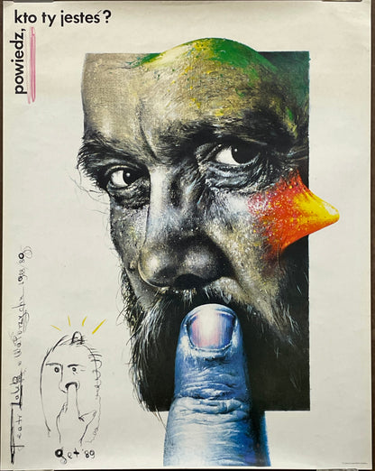 Powiedz kto ty jestes (Tell Me Who You Are), Polish theater poster, 1989