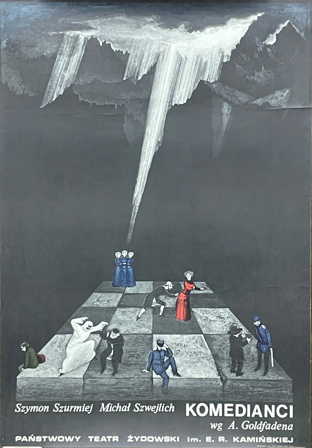 Komedianci, vintage Polish theater poster, 1976