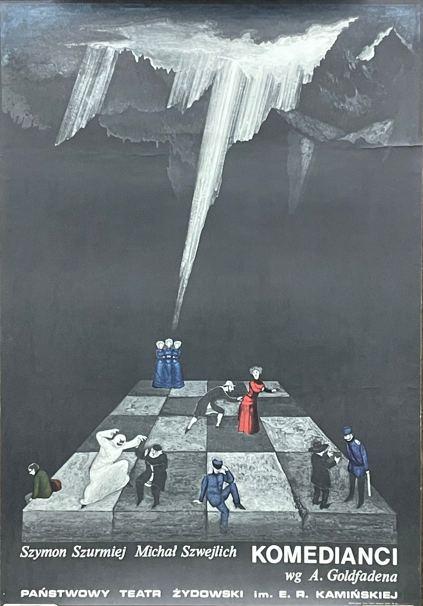 Komedianci, vintage Polish theater poster, 1976