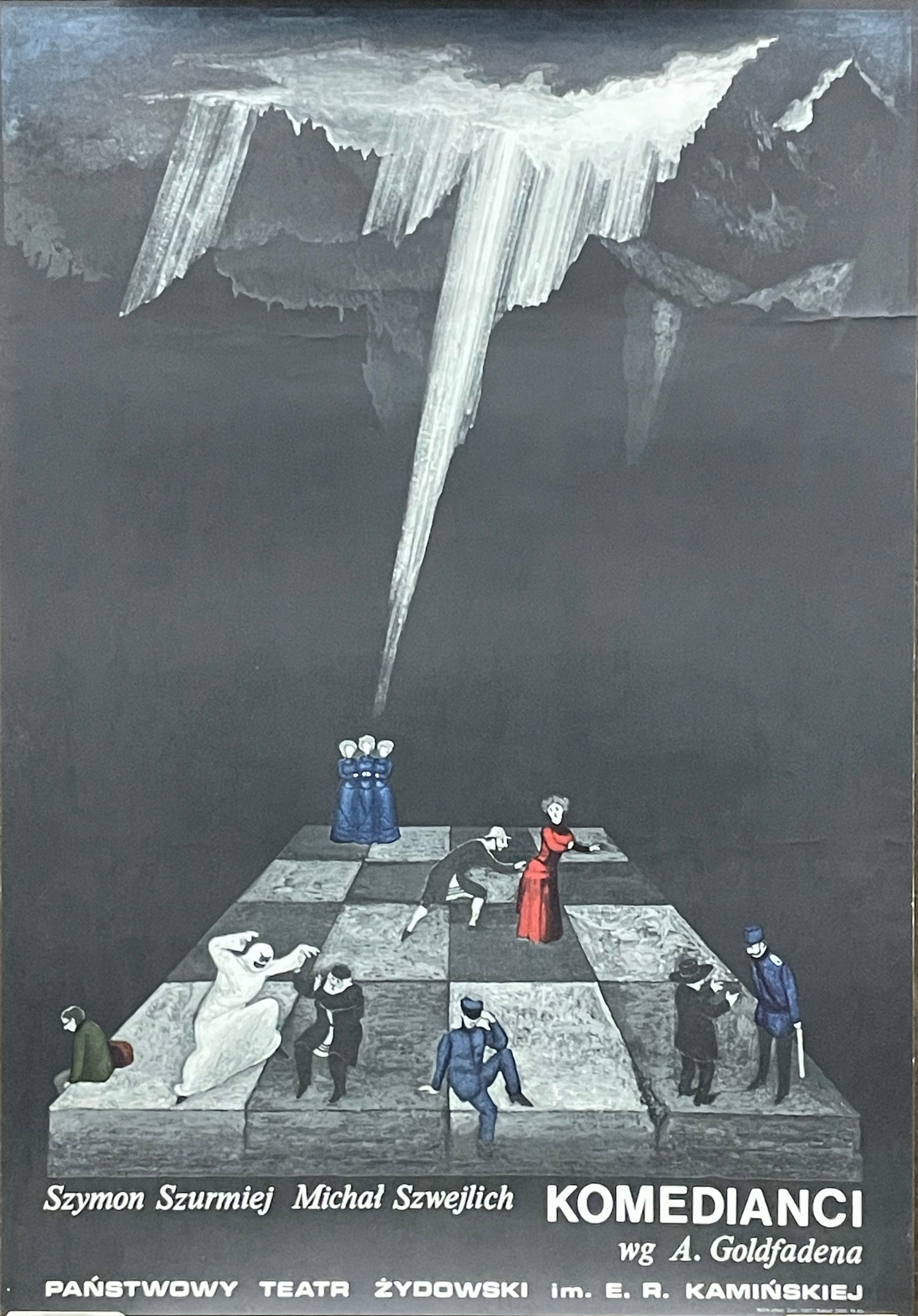 Komedianci, vintage Polish theater poster, 1976