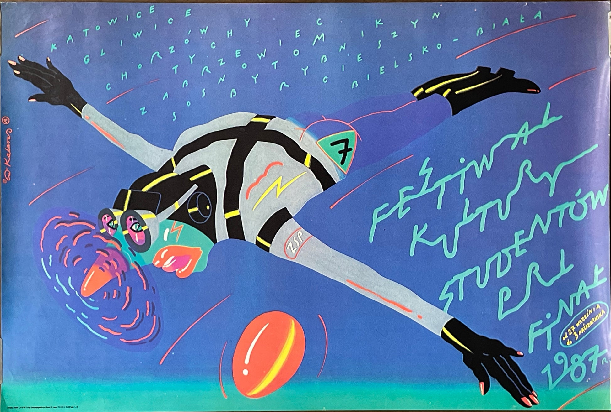Festival of Students Culture, vintage Polish exposition poster, 1987