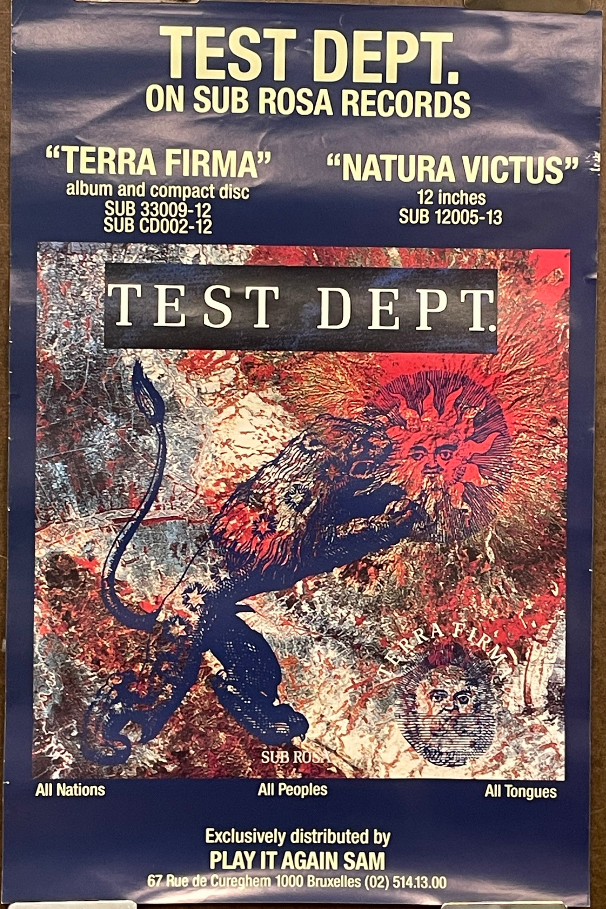 vintage and obscure TEST DEPT., (International) album promo poster, 1988 at Happiest Kid Finds