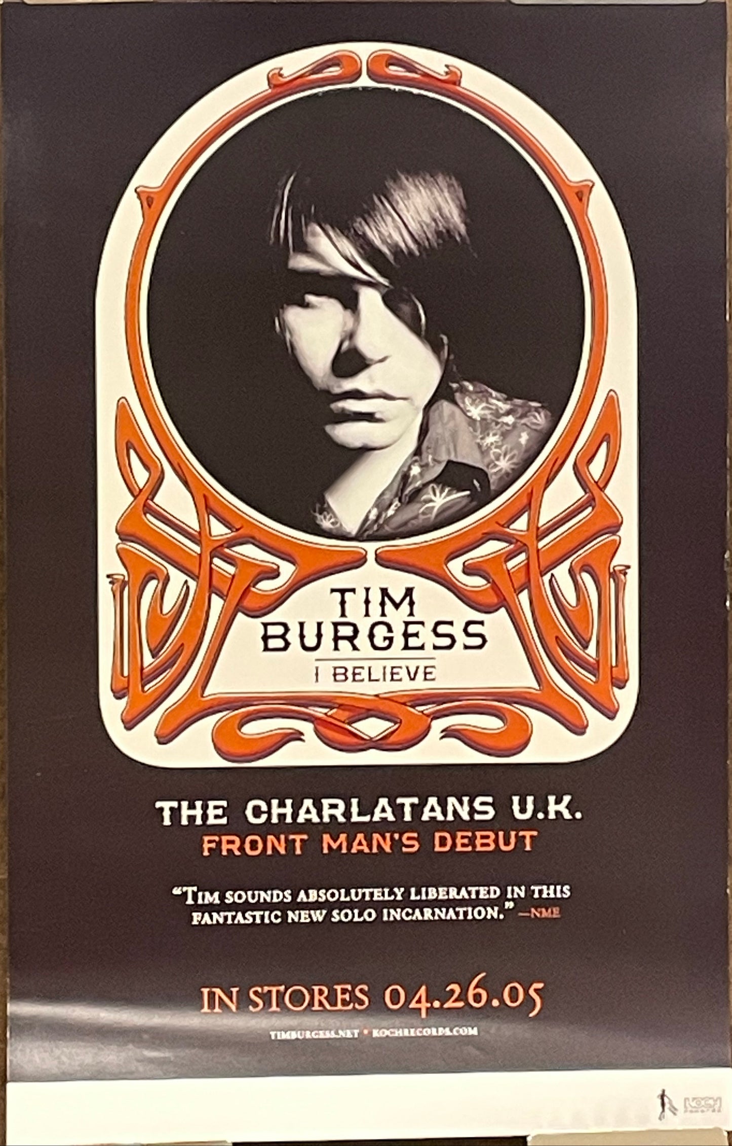 Tim Burgess - I Believe, "The US edition, released by Koch Records on 26 April 2005," album promo poster at Happiest Kid Finds