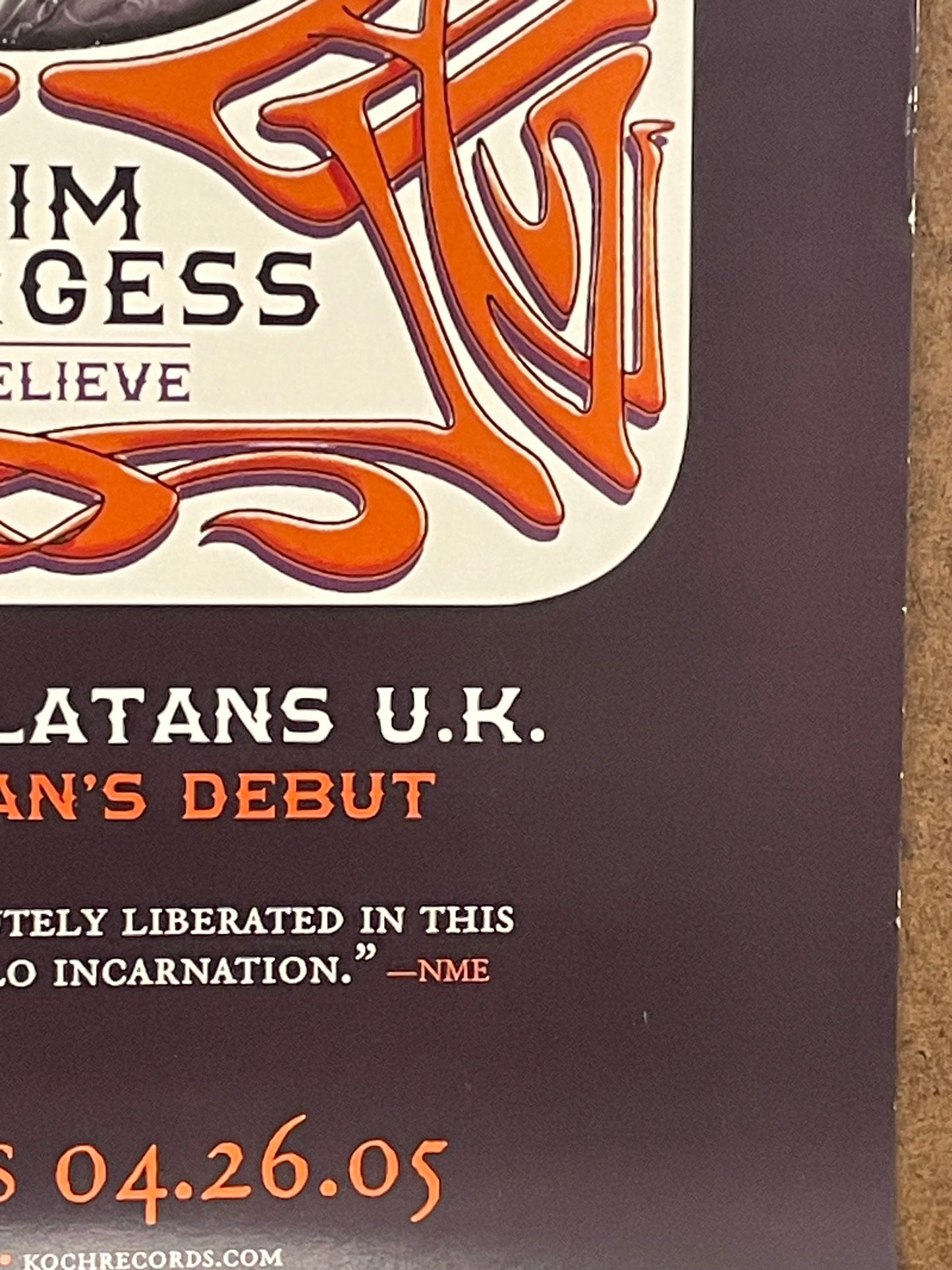 Tim Burgess - I Believe, album promo poster, 2005