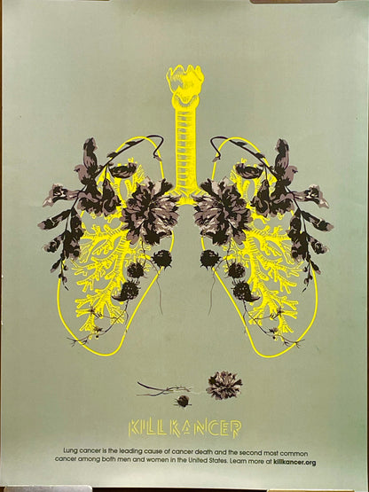 Kill Kancer, lung cancer prevention poster, c.2016 - HAPPIEST KID FINDS - Museum-quality antique and vintage posters, original art, preservation and restoration