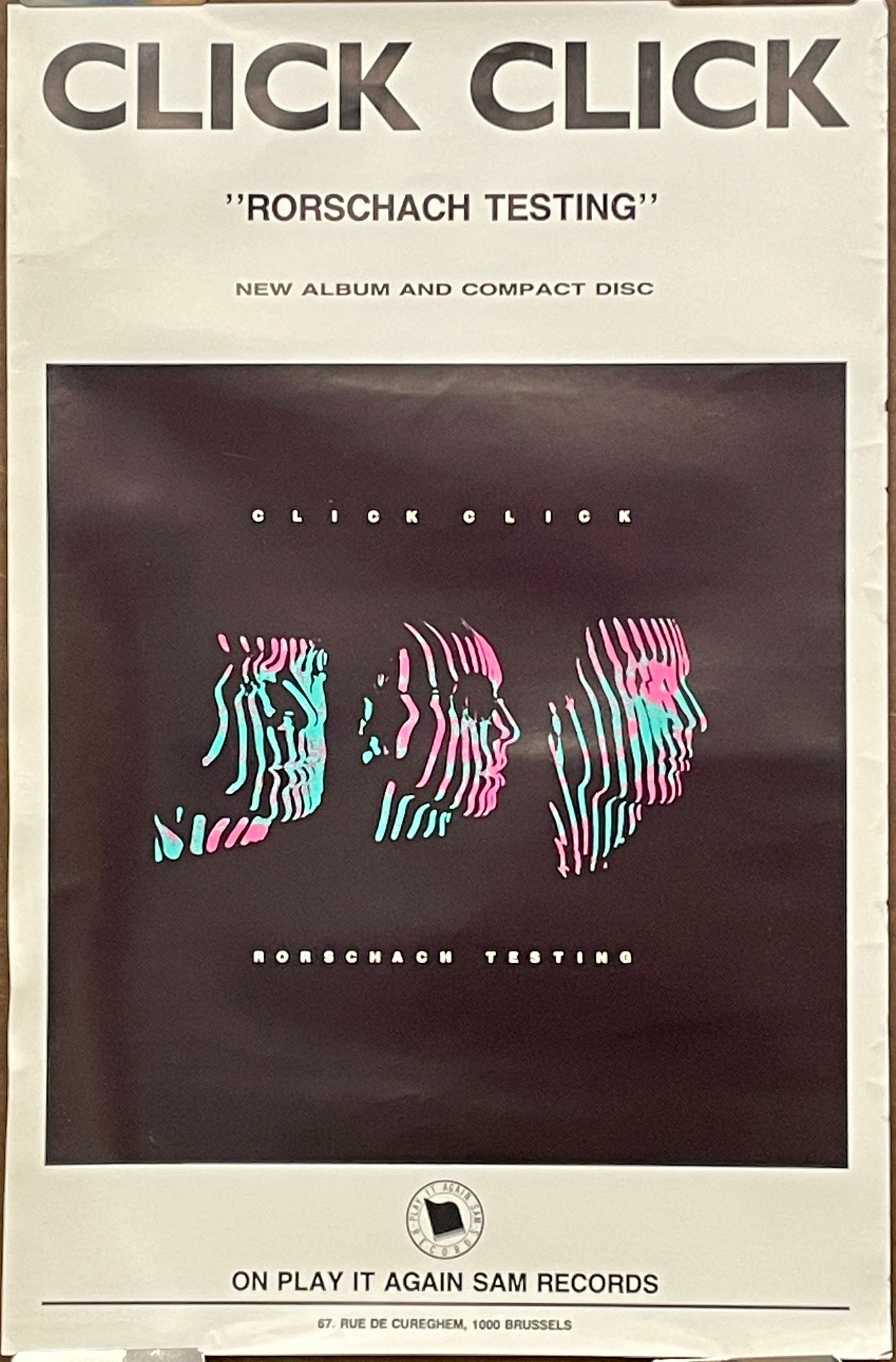 Click Click “Rorschach Testing”, vintage album promo poster, 1988