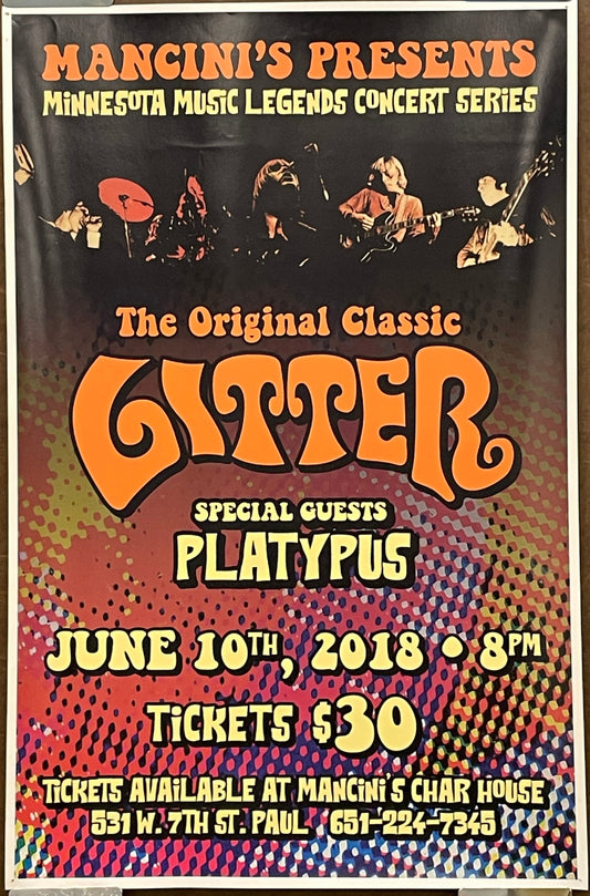 The Original Classic Glitter - Mancini's, Minnesota music legends concert series, concert poster, 2018