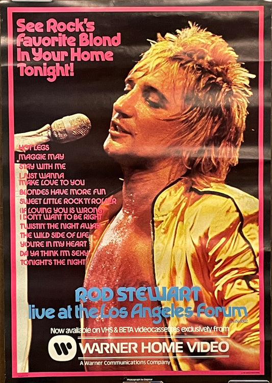 Rod Stewart - Live at LA Forum, vintage concert  recorded on VHS poster, 1981 at Happiest Kid Finds