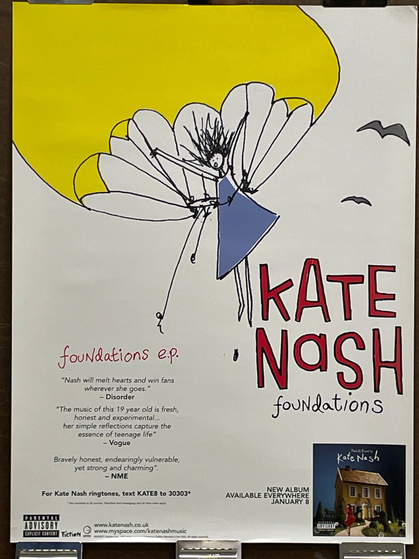 Kate Nash-Foundations, double-sided album promo poster, 2007