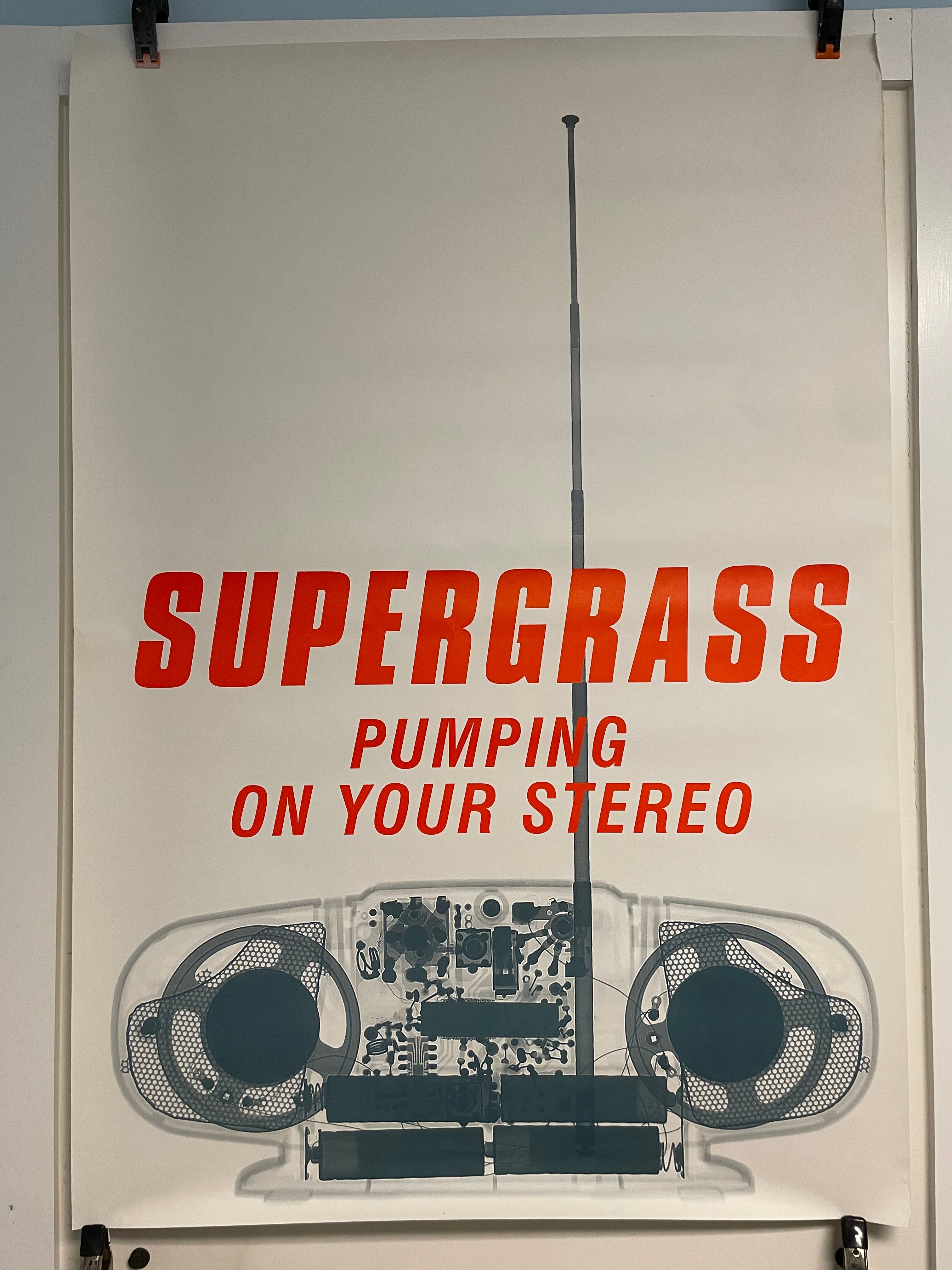 Supergrass - Pumping Up Your Stereo, promo music poster, 1999 - HAPPIEST KID FINDS - Museum-quality antique and vintage posters, original art, preservation and restoration
