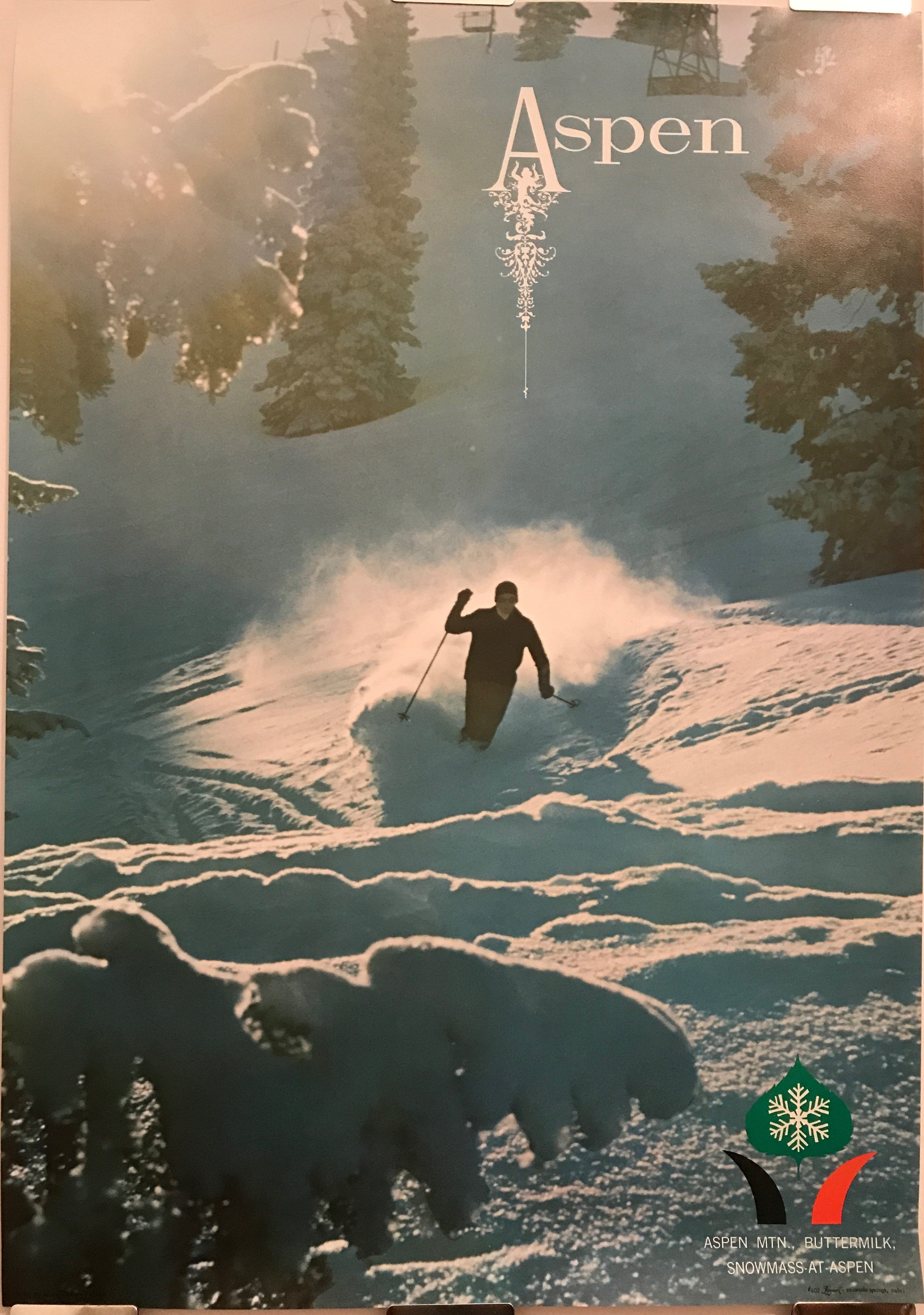 Aspen - Mtn. Buttermilk, original and vintage ski poster, c.1960s - HAPPIEST KID FINDS - Museum-quality antique and vintage posters, original art, preservation and restoration