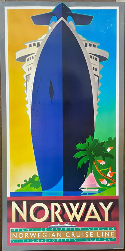 Norway - Norwegian Cruise Line, vintage advertisement poster, 1988 at Happiest Kid Finds
