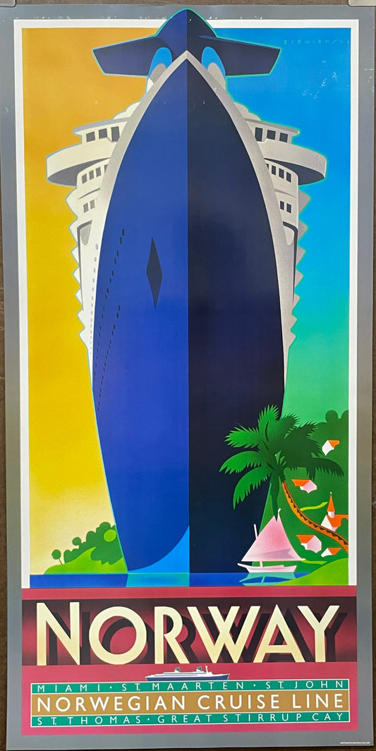 Norway - Norwegian Cruise Line, vintage advertisement poster, 1988 at Happiest Kid Finds