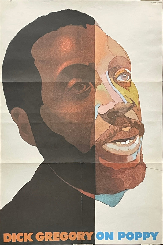 Dick Gregory on Poppy, vintage poster by Milton Glaser, 1969 at Happiest Kid Finds
