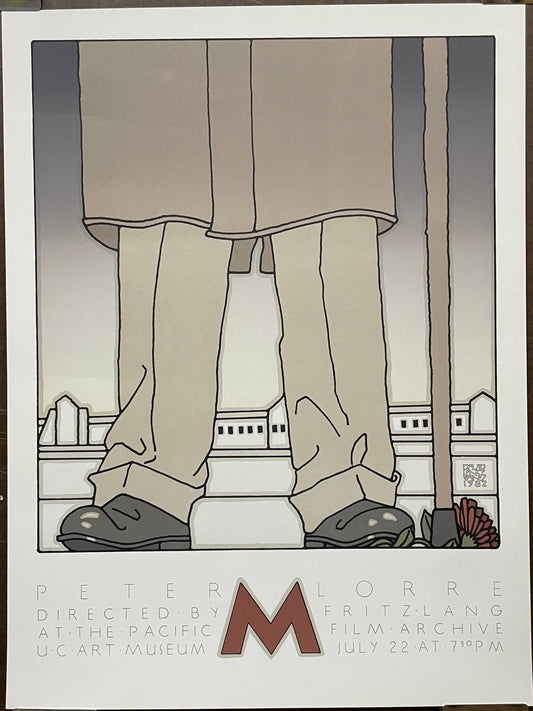 M poster by David Lance Goines for the
film showing at the Pacific Film Archive at the University of California Art Museum, 1982 at Happiest Kid Finds