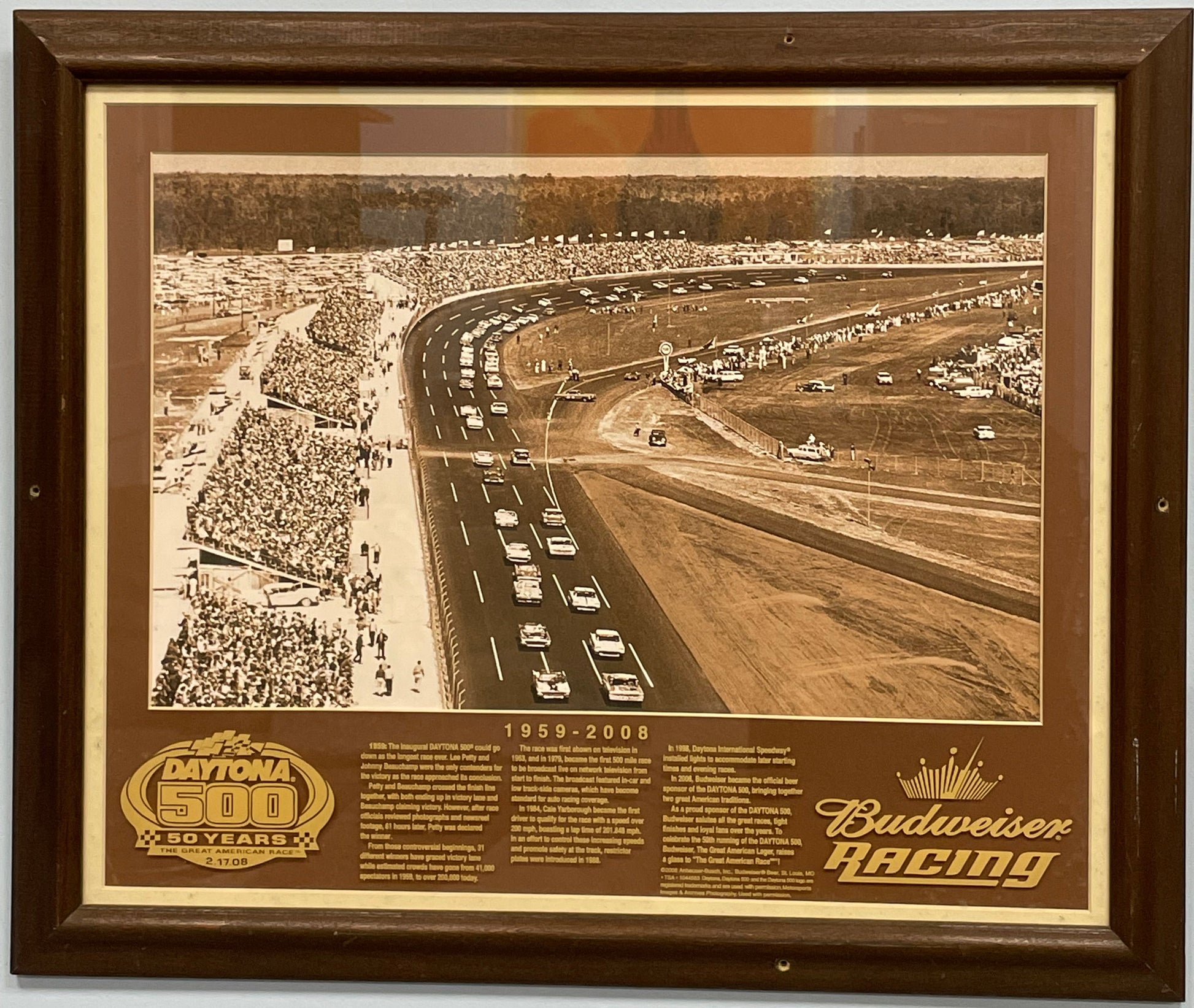 Framed Daytona 500 - 50 Years Bud Racing, 2008 at Happiest Kid Finds