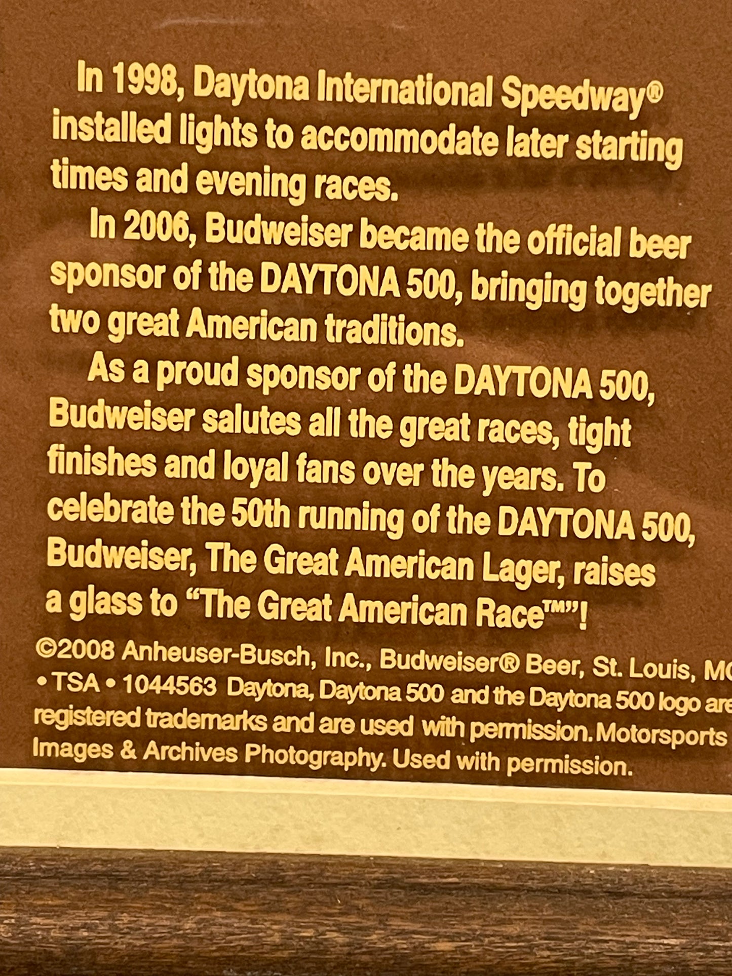 Framed Daytona 500 - 50 Years Bud Racing, 2008
