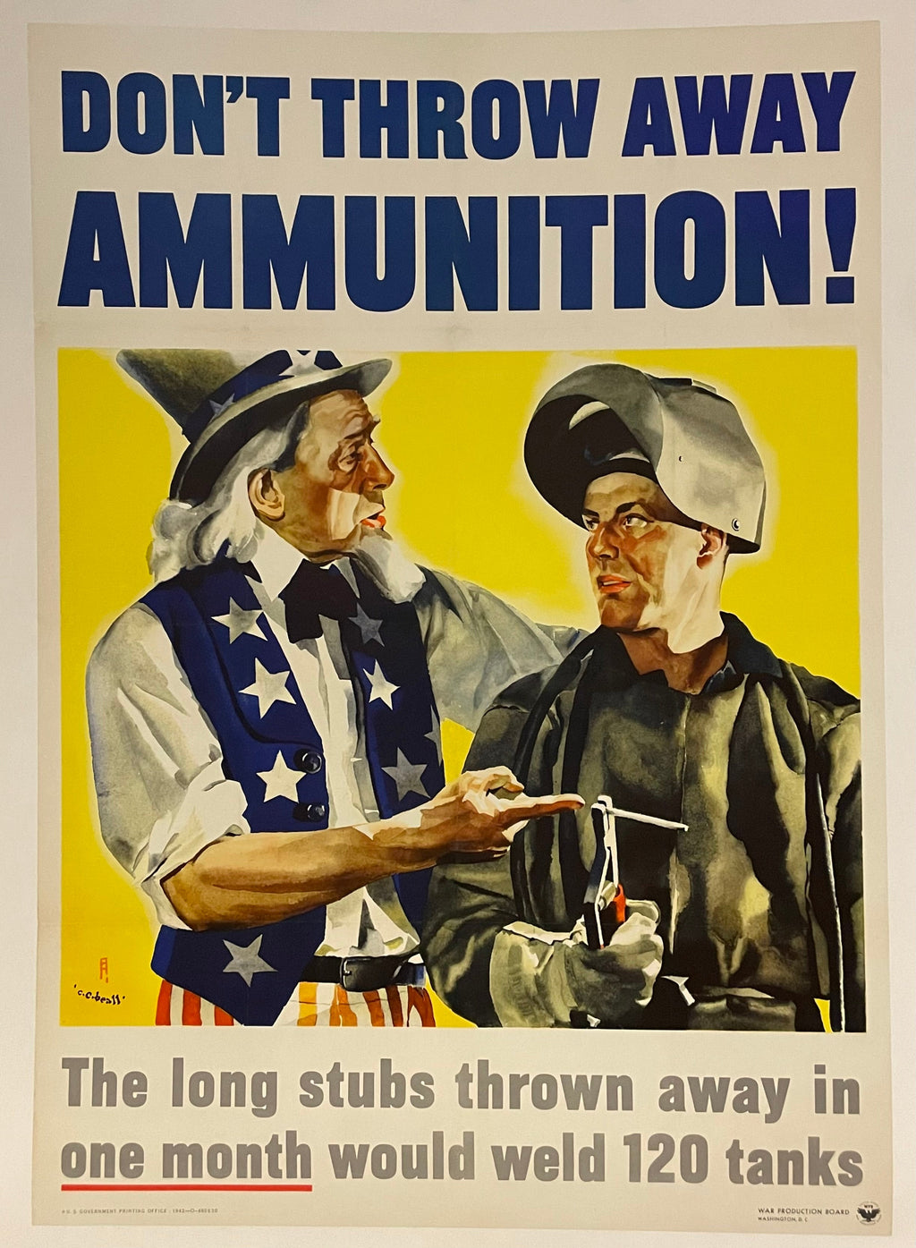 Don't Throw Away Ammunition Vintage WWII Poster 1942 | Happiest Kid Finds Happiest Kid Finds