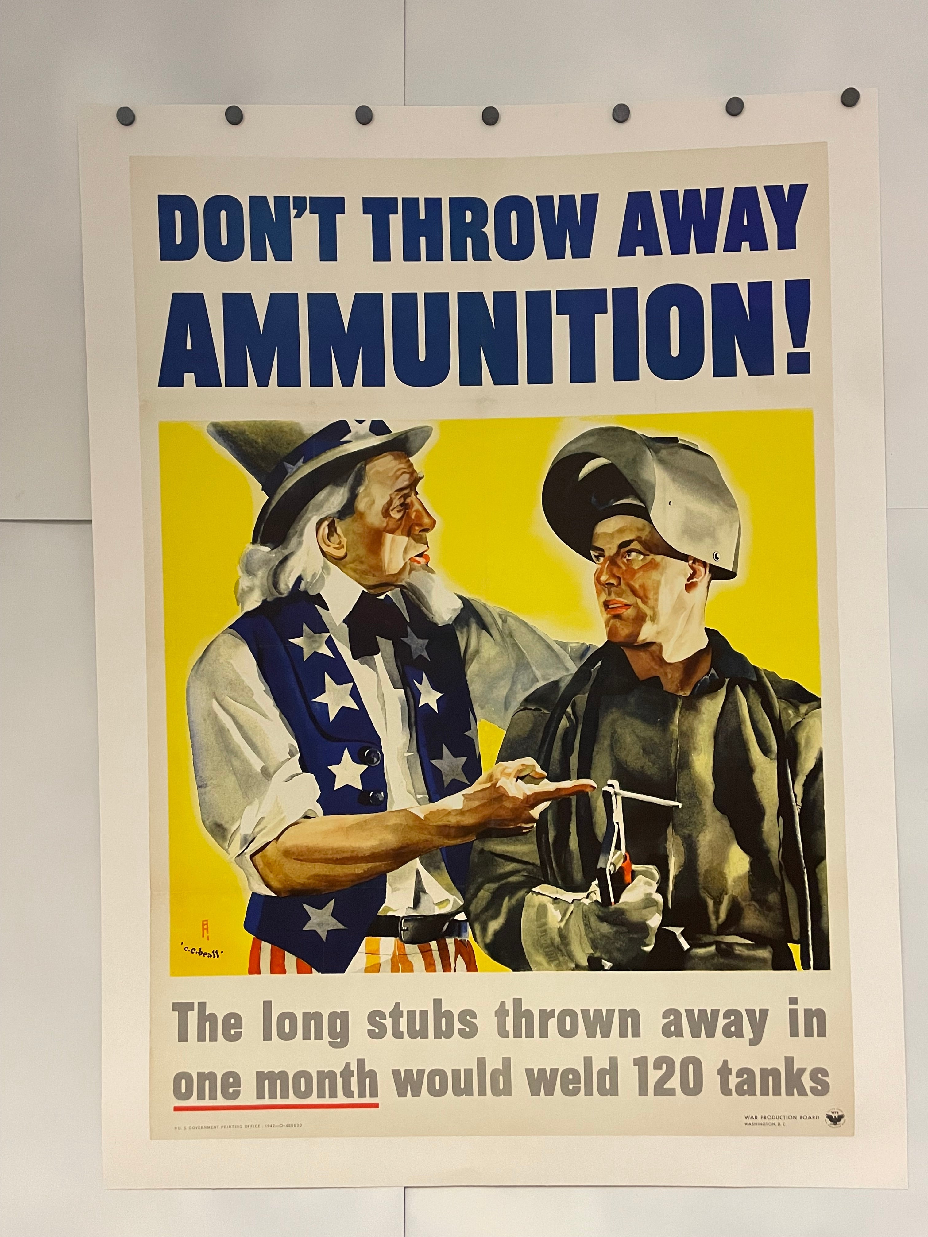 Don't Throw Away Ammunition Vintage WWII Poster 1942 | Happiest Kid Finds Happiest Kid Finds