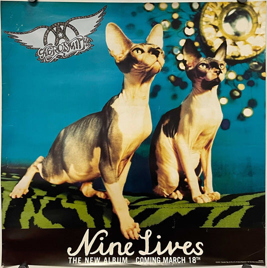 Aerosmith - Nine Lives original and vintage music promo poster, 1997