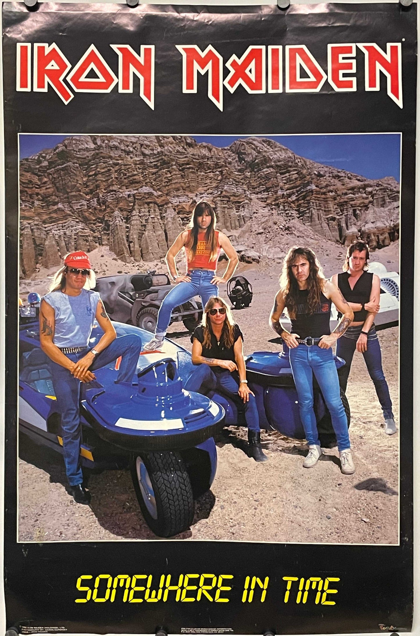 (#3089) Iron Maiden - Somewhere in Time, vintage Aaron Rapoport fan club music poster, 1986 at Happiest Kid Finds