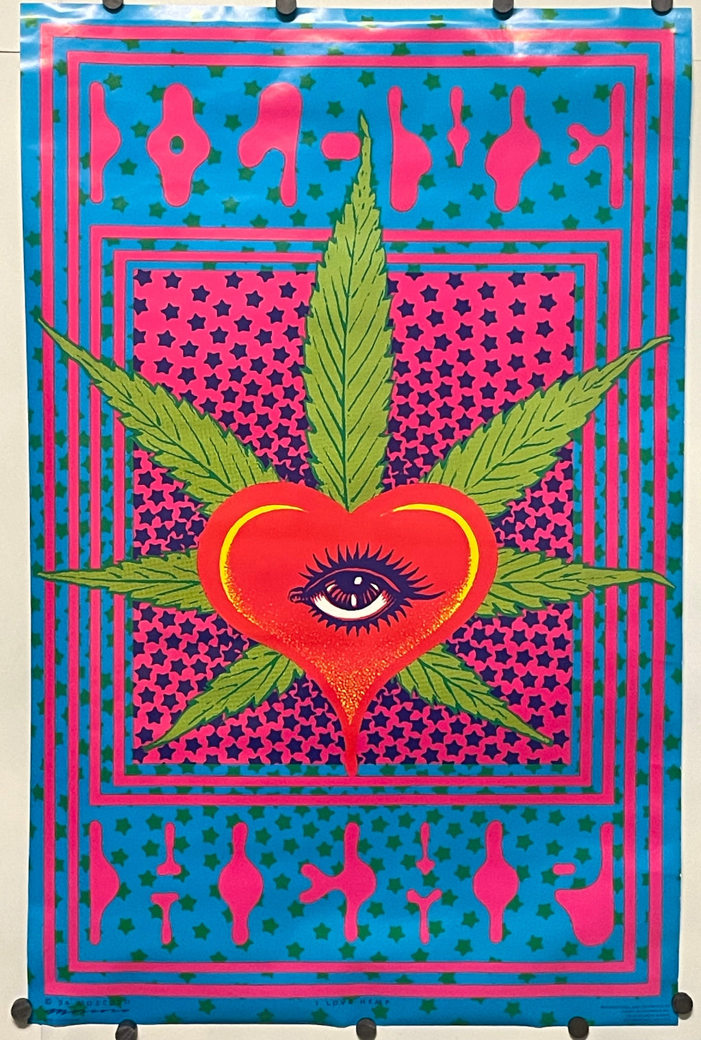 I Love Hemp, rare and vintage psychedelic poster by Victor Moscoso, 1994 - HAPPIEST KID FINDS - Museum-quality antique and vintage posters, original art, preservation and restoration