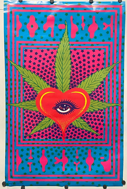 I Love Hemp, rare and vintage psychedelic poster by Victor Moscoso, 1994 - HAPPIEST KID FINDS - Museum-quality antique and vintage posters, original art, preservation and restoration