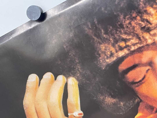 Jimi Hendrix on stage with his burning guitar, vintage commercial poster, 1991 - HAPPIEST KID FINDS - Museum-quality antique and vintage posters, original art, preservation and restoration