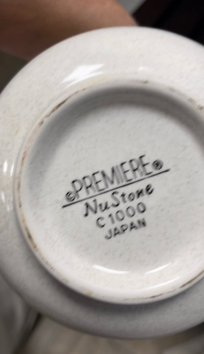 Vintage Mid Century Modern 3-piece ceramic Serving Set - Premiere NuStone c1000 - Japan, 1970 - HAPPIEST KID FINDS - Museum-quality antique and vintage posters, original art, preservation and restoration
